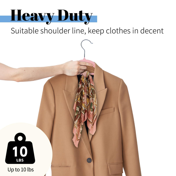 60PCS Velvet Hangers - Space-saving & Non-slip. with Tie Bar and Shoulder Notch. Highly Durable for Suits, Coats, Shirts, Pants and Dresses. Slim Design with 360° Swivel Hook