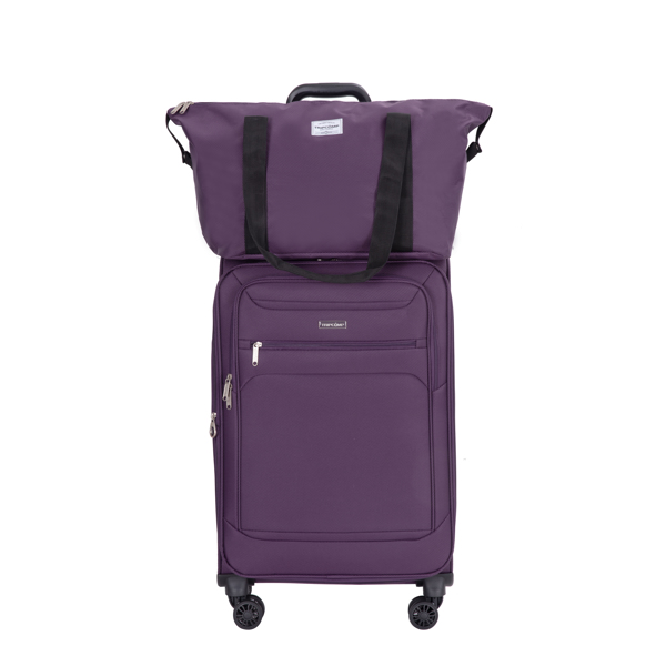 3-Piece Set (18/Travelbag/toiletry bag) ,Softshell Suitcase Spinner Wheels Terylene Polyester Luggage Sets Carry On Suitcase Luggage Lightweight Durable Suitcase  PURPLE