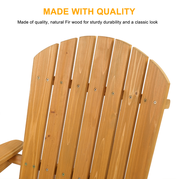 【Replace 57738306】Folding Wooden Adirondack Lounger Chair with Natural Finish