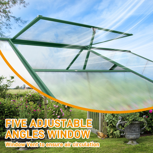 6x10ft Hybrid Polycarbonate Greenhouse Green