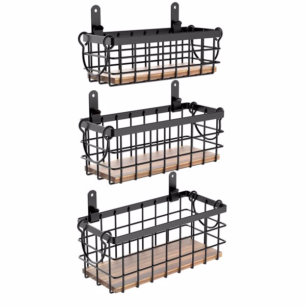 Wire Storage Baskets Household Metal Wall-Mounted Containers Organizer Bins for Kitchen Bathroom, Countertop Storage Basket, Wardrobe Organizers, Pantry Laundry Room Cabinets Garage Shelf (3 Pack)FBA