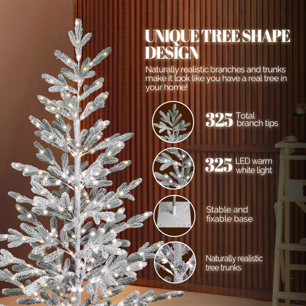 6ft Pine Tree Shape PE Material 80 Branches Green Flocking 550 Lights Warm White Two-color 8 Modes With Remote Control Indoor Tree Light S101