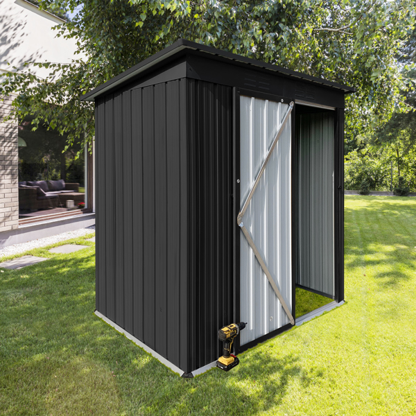 Metal garden sheds 5ft×4ft outdoor storage sheds  Black