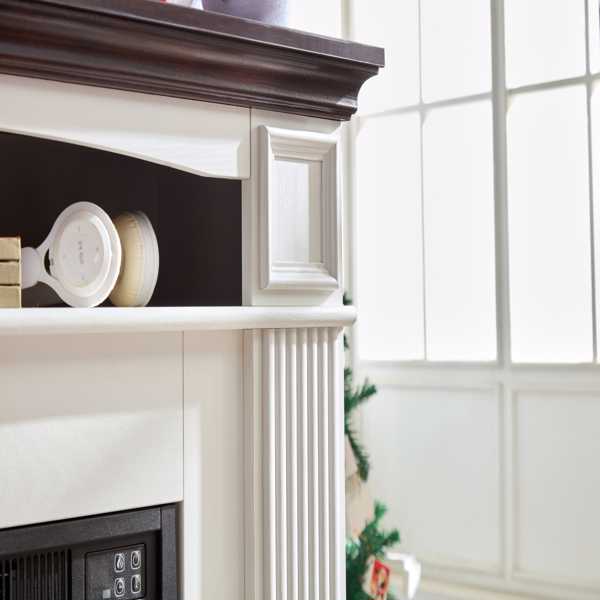 Corner Mantel Cabinet for Living Room or Bedroom with 23 inch Fireplace Insert Heater for the Perfect Ambiance