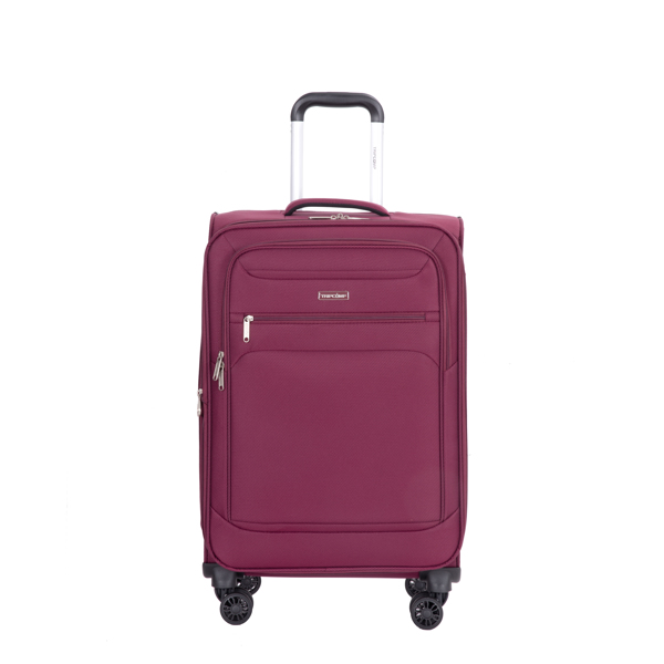 3-Piece Set (18/Travelbag /toiletry bag) ,Softshell Suitcase Spinner Wheels Terylene Polyester Luggage Sets Carry On Suitcase Luggage Lightweight Durable Suitcase WINE RED