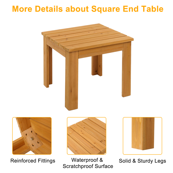 Wooden Square Side End Table Patio Coffee Bistro Table Indoor Outdoor Natural