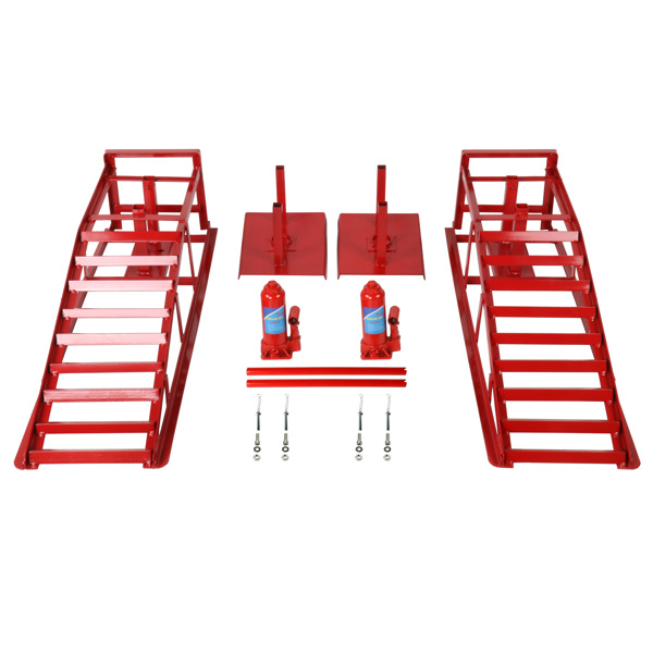 Hydraulic ramp elevator 5 Ton lift height 10-15 inches 1 set of 2 red iron MT034021 (Ban the sale of Amazon)(No support for returns without reason)