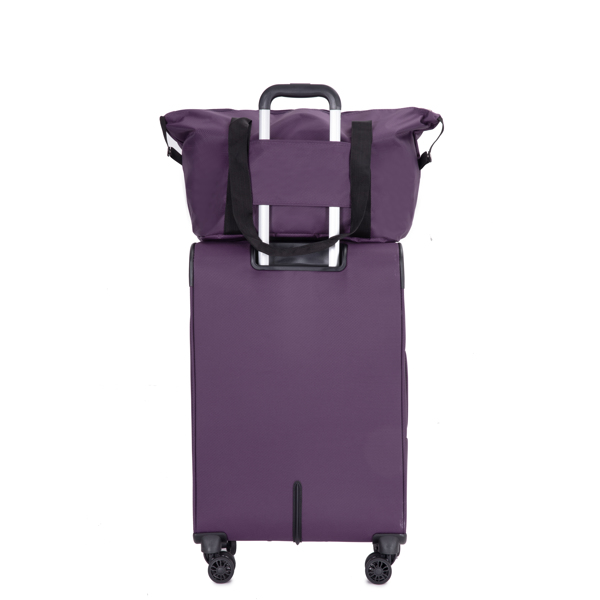 3-Piece Set (18/Travelbag/toiletry bag) ,Softshell Suitcase Spinner Wheels Terylene Polyester Luggage Sets Carry On Suitcase Luggage Lightweight Durable Suitcase  PURPLE