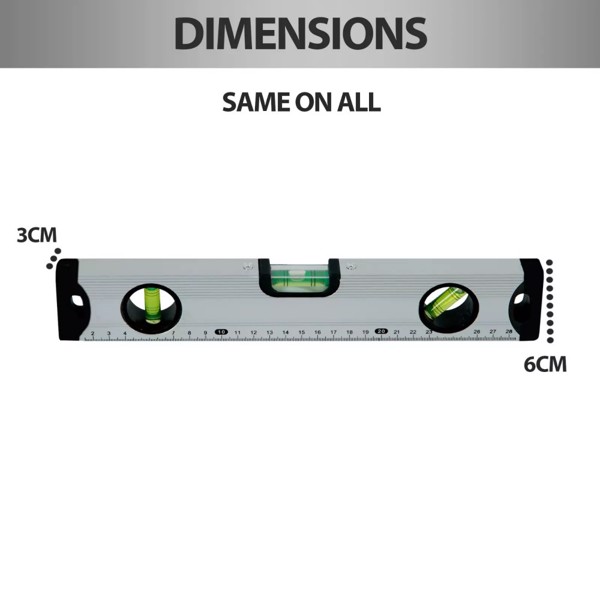 SILVER MAGNETIC 3 PIECE BUILDERS BUILDING SPIRIT LEVEL SET - 300, 600, 1000mm