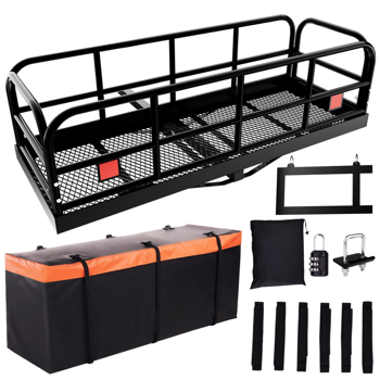 Trailer Hitch Cargo Carrier Rack 500 Lbs, Heavy Duty Steel Hitch Cargo Rack, 60\\" X 24\\" X 14\\" Folding Trailer Luggage Carrier Fits 2\\" Hitch Receiver with Waterproof Cargo Bag, Stabilizer for Truck, SUV