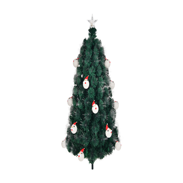  6 FT Pre-lit Fiber Optic Christmas Tree, Artificial Xmas Tree with Lighted Top Star and Snowflakes, Multicolor LEDs, Holiday Xmas Decoration Tree for Home Office Store Party, Green