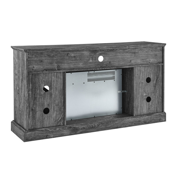 60 Inch Electric Fireplace Entertainment Center With Door Sensor-Dark Rustic Oak