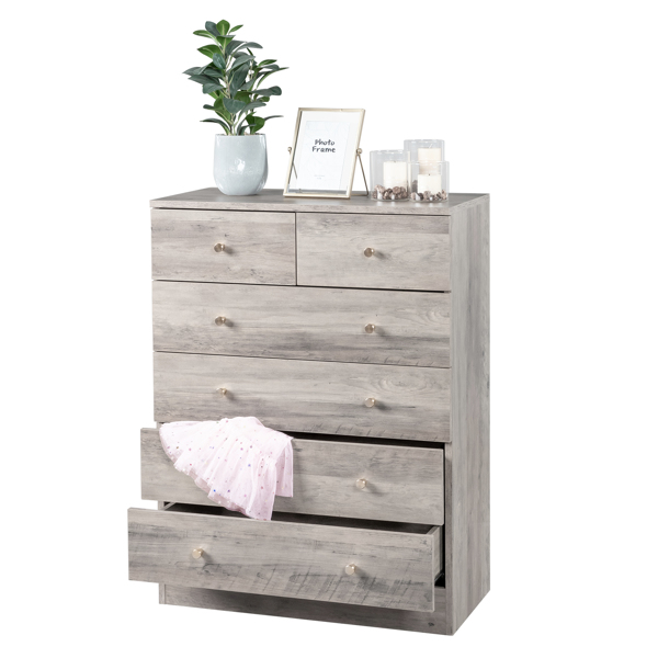 Modern Simple 6-Drawer Dresser Gray