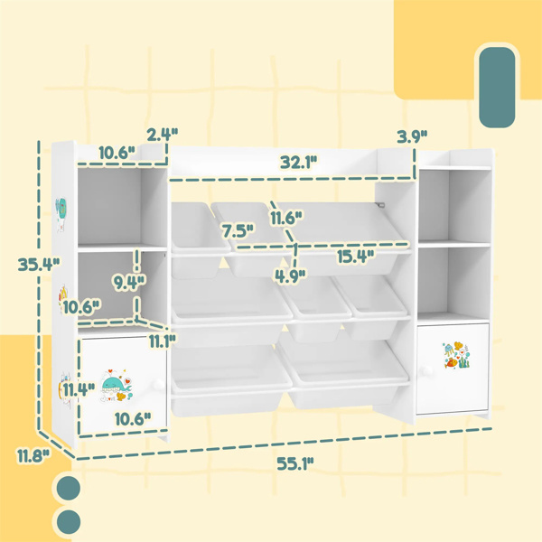 White multifunctional bookshelf for children