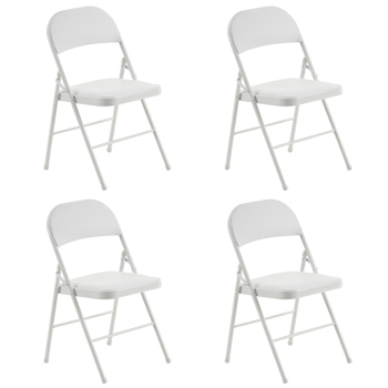 【Old Code：33292149】4pcs Elegant Foldable Iron & PVC Chairs for Convention & Exhibition White