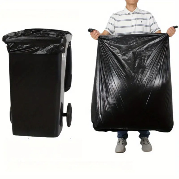 65Gallon heavy-duty black garbage bag -1.9MIL thick, sturdy, durable, large capacity - very suitable for household and commercial use -47in * 55in disposable garbage bag, 100PCS