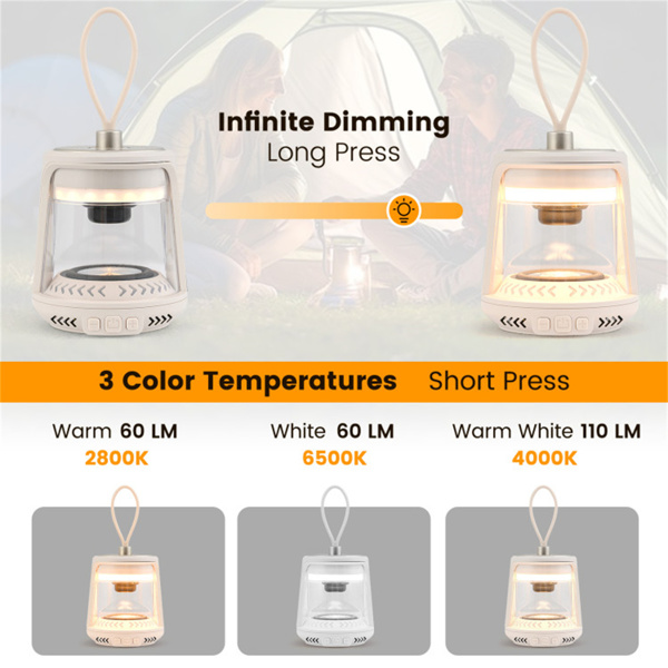 White Waterproof Camping Lantern  with Speaker 