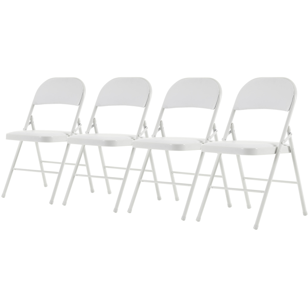 【Old Code：33292149】4pcs Elegant Foldable Iron & PVC Chairs for Convention & Exhibition White