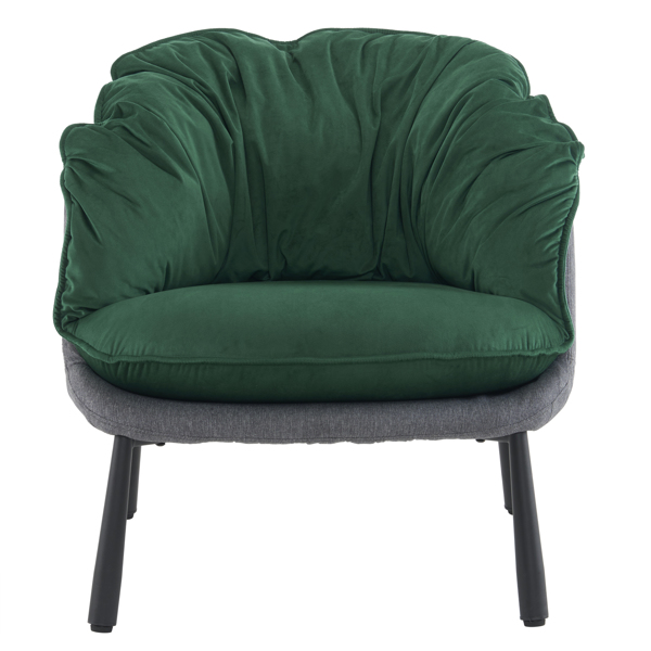 Velvet Accent Chair Barrel Chair with Metal Legs Modern Comfy Armchair Accent Reading Chair for Living Room, Bedroom, Study Room, Home Office Green