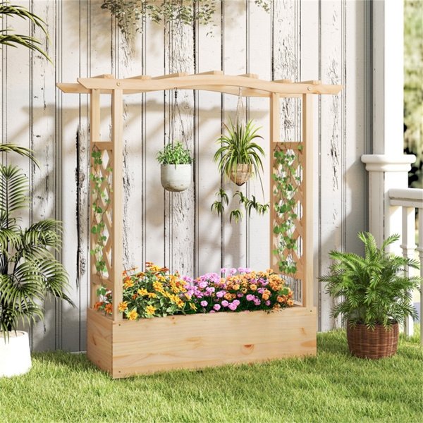  Wooden Raised Garden Bed Planter Box with Hanging Roof