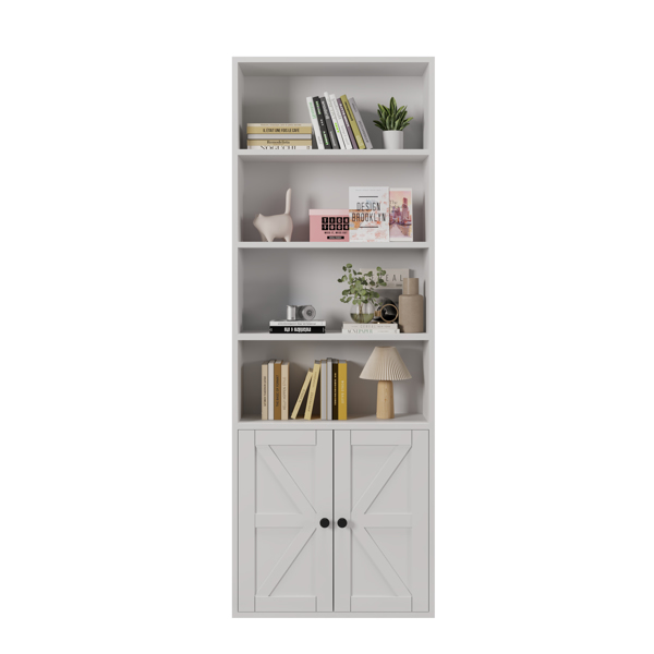 FCH 4-layer with 2 doors double Z shape melamine board 60*23.5*180cm display cabinet white