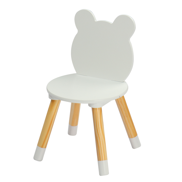 Kids Wood Table and Chairs Set, Toddler Play Table with 2 Chairs, 3 Pieces Children Multi-Activity Round Table for Play Art Craft Reading Learing Eating, White