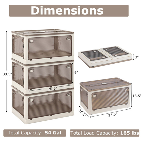 3-Pack Stackable Storage Bins 123.5 " x 16.5 " x 13.5 "