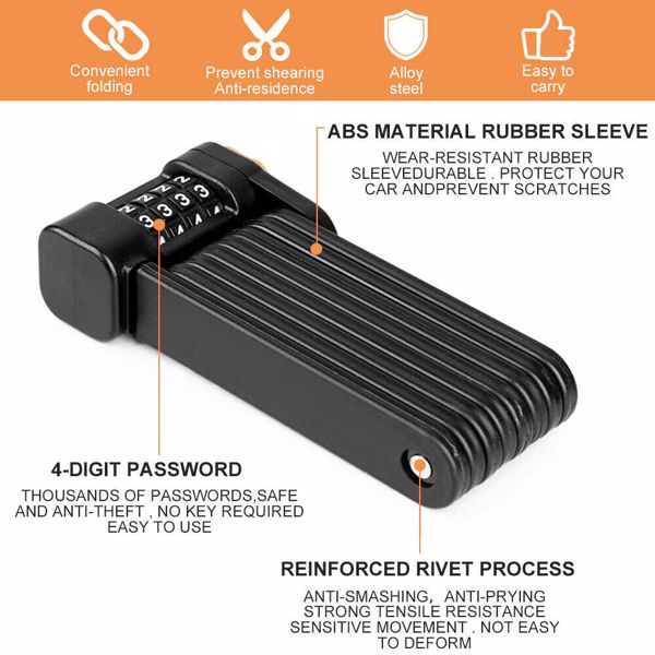 Faltschloss-Fahrrad Schloss Zahlenschloss mit Halterung Sicherheitsstufe