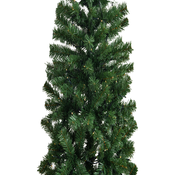  6 FT Pre-lit Artificial Pencil Christmas Tree, Hinged Xmas Pine Tree with 400 Branch Tips, 210 Lights and Remote Control for Holiday Party Office Home, Green