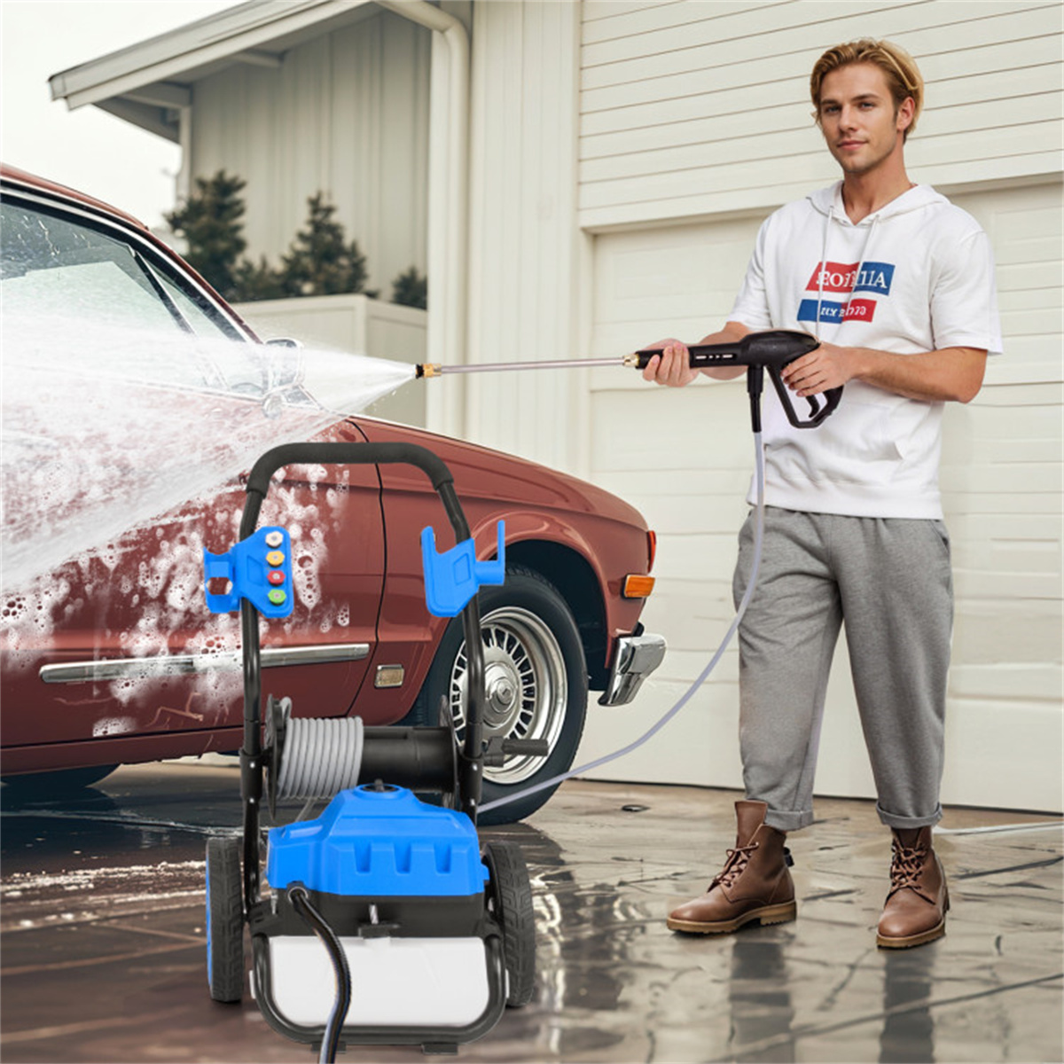 2300 PSI 1.8 GPM electric high-pressure cleaning machine with wheels view 3