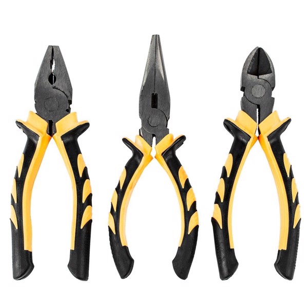 3 Piece Combination Heavy Duty Pliers Set Soft Grip Snips Tools Plier Steel