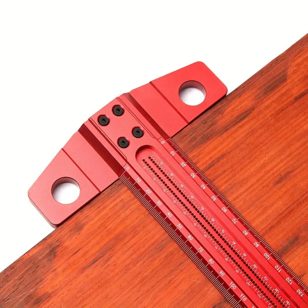 1 piece of woodworking marking T-shaped ruler, 90 degree line planning tool marking gauge, precision cross hole marking ruler for woodworking measurement and layout, 500mm