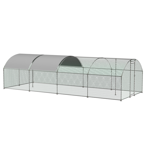 26'x9'x6'Large Metal Chicken Coop,Walk-in Poultry Cage,Chicken Run with Waterproof Cover,Outdoor Backyard Farm,Chicken Rabbits Duck Run Pen,Easy to Assemble And Clean