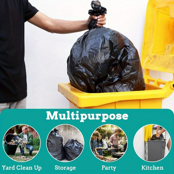 65Gallon heavy-duty black garbage bag -1.9MIL thick, sturdy, durable, large capacity - very suitable for household and commercial use -47in * 55in disposable garbage bag, 50PCS