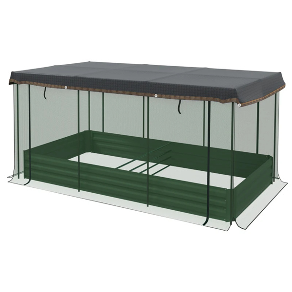 Green Raised Garden Bed with Crop Cage and Shade Cloth 90.5" W x 43.25" D x 43.25" H