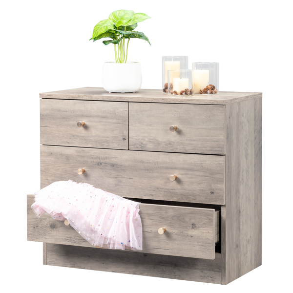 Modern Simple 4-Drawer Dresser Nightstand Gray