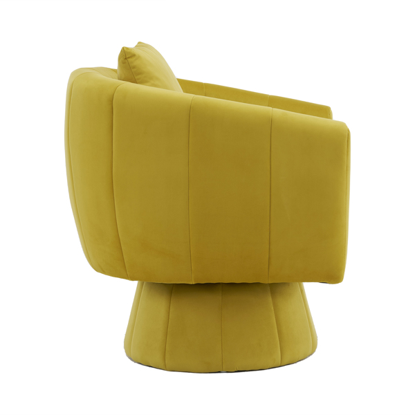 360° Swivel Accent Chair, Modern Velvet Fabric Living Room Armchair with Fluffy Cushions, Comfy Wide Upholstered, Barrel Accent Chairs for Living Room, Bedroom, Lounge, Office Yellow