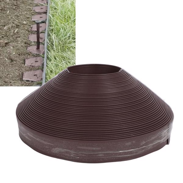 Landscape Edging Kit PE 40m Garden Border with Spikes for Lawn Flower Bed Grass Yard Coffee