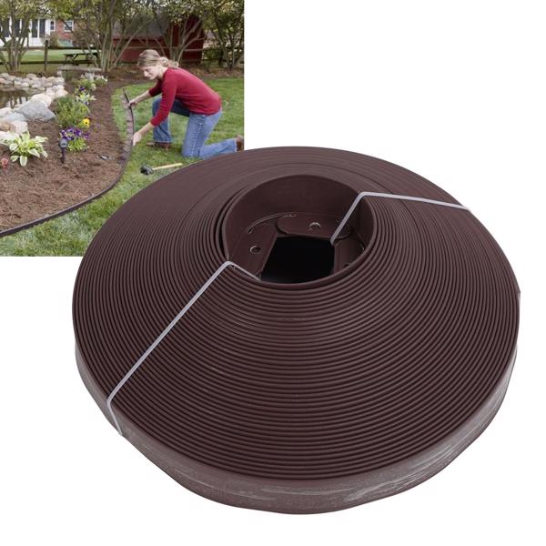 Landscape Edging Kit PE 40m Garden Border with Spikes for Lawn Flower Bed Grass Yard Coffee