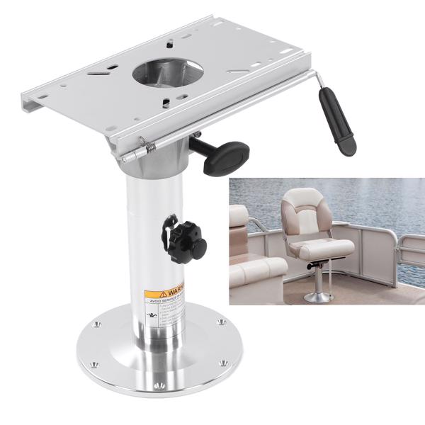 Adjustable Boat Seat Pedestal 330-480mm Height with 360° Swivel & Lock, Slide Rail for Vehicle Use