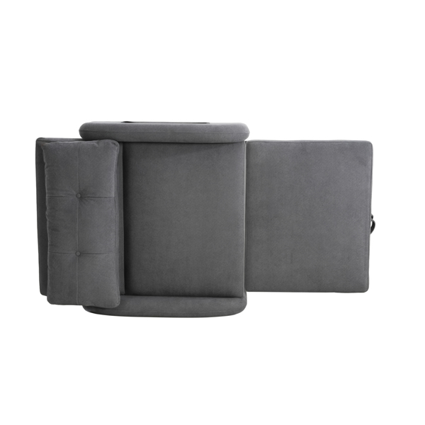 3-in-1 Convertible Sleeper Sofa Bed with Pillow & Pocket, Loveseat Sleeper Chair in Soft Cotton Linen, for Living Room, Bedroom, Study, Apartment, Gray