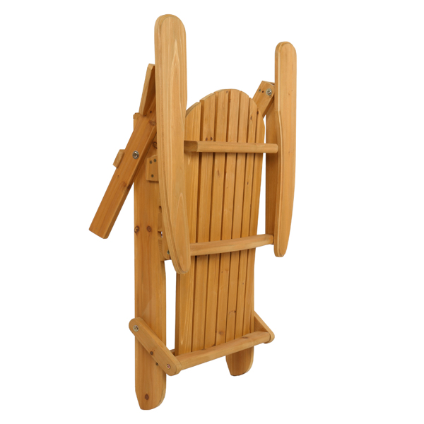 【Replace 57738306】Folding Wooden Adirondack Lounger Chair with Natural Finish