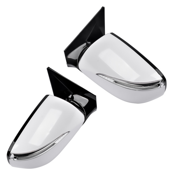 2Pcs White Mirrors Left + Right Heated Signal for Hyundai Santa Fe Sport 2013-2018 876104Z005, 876204Z005