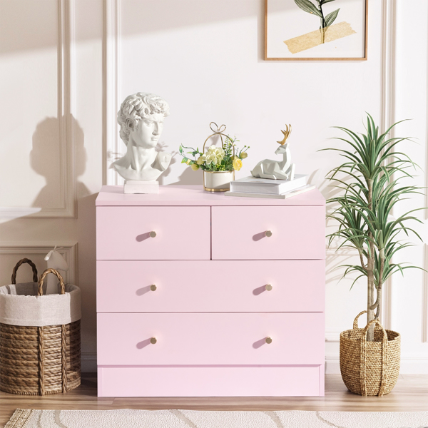 Modern Simple 4-Drawer Dresser Nightstand PINK