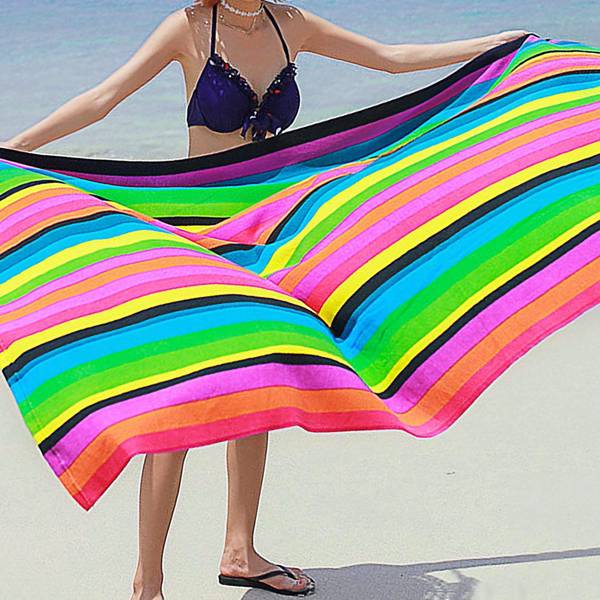 Striped Extra Large Microfibre Lightweight Beach Towel Quick Dry Travel Towel