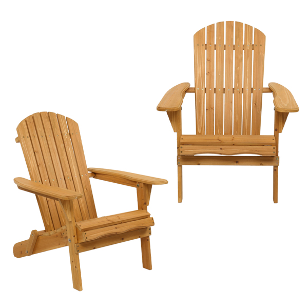 【Replace 57738306】Folding Wooden Adirondack Lounger Chair with Natural Finish