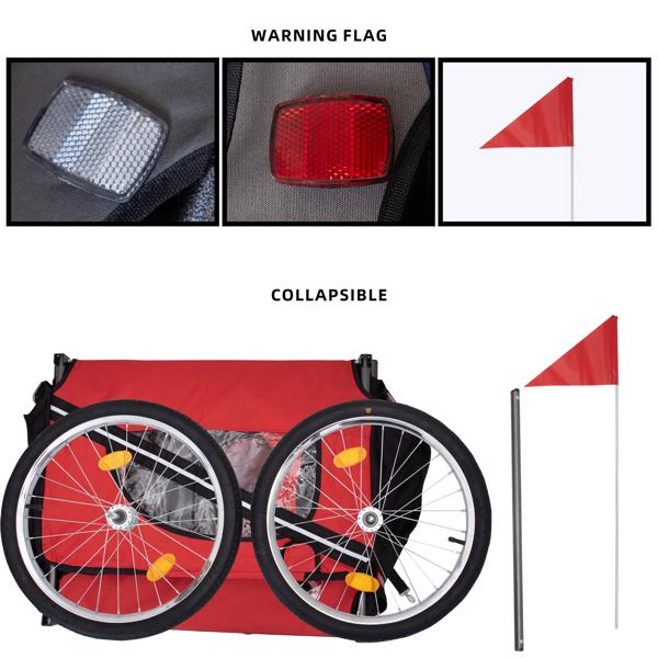 Dog Bike Trailer, Breathable Mesh Dog Cart with 3 Entrances, Safety Flag, 8 Reflectors, Folding Pet Carrier Wagon with 20 Inch Wheels, Bicycle Carrier for Medium and Small Sized Dogs