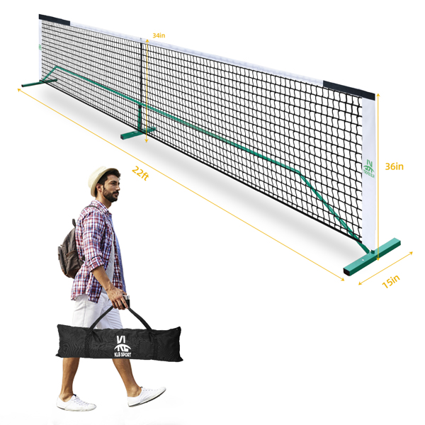 22 FT Pickleball Net, Steady Metal Frame,Easy Setup for All-Weather Resistant Play in Backyards,Outdoor Indoor Driveways and Garages