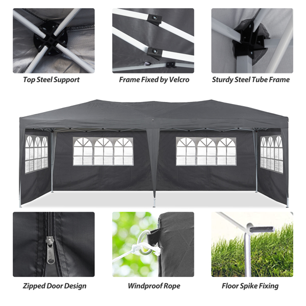 10×20 Party Tent Wedding Patio Gazebo,with 6 Removable Sidewalls & Carry Bag The Pop Up Canopy Tent, Anti-UV All Season Wind Waterproof Commercial Outdoor Wedding BBQ Events Party Tent