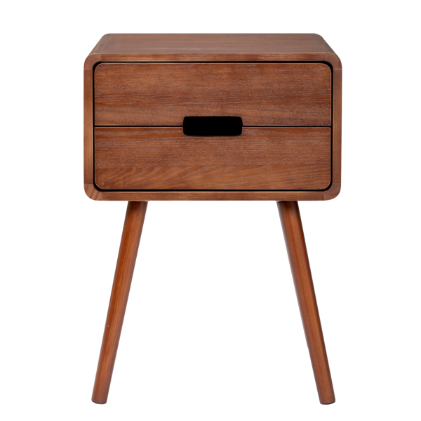 Wood Nightstand End Side Table with Drawer & Solid Wood Legs for Living Room, Bedroom